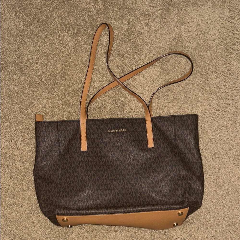 Michael Kors Dark Brown and Tan Tote